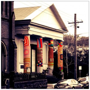 City Baptist Church in Launceston was yarn-bombed (with permission) as part of the Junction Arts Festival this month.