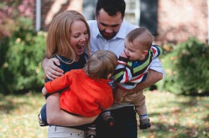 Leila and Pete with 'M' their foster child (L) and adopted so Abram (R)