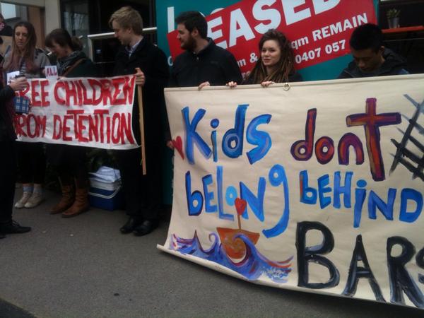 Protesters outside Josh Frydenburg's office today. 