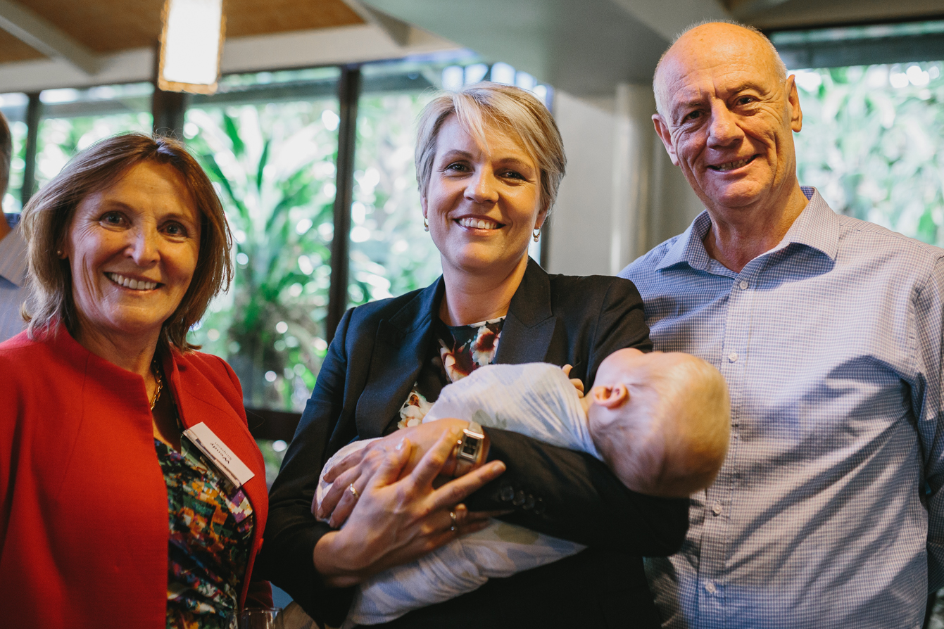 World Vision board member Wendy Simpson, Tanya Plibersek and World Vision CEO Tim Costello at the gathering
