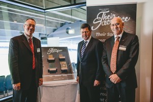 Bible Society CEO Greg Clarke, Defence Minister Kevin Andrews and Bible Society Chairman Richard Grellman