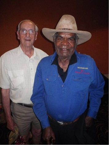 Bill Edwards and Andy Tjilari, 2012, a lifelong friendship. Source: Photograph from Bill Edwards collection. Courtesy Ara Irititja Project Netley, South Australia.