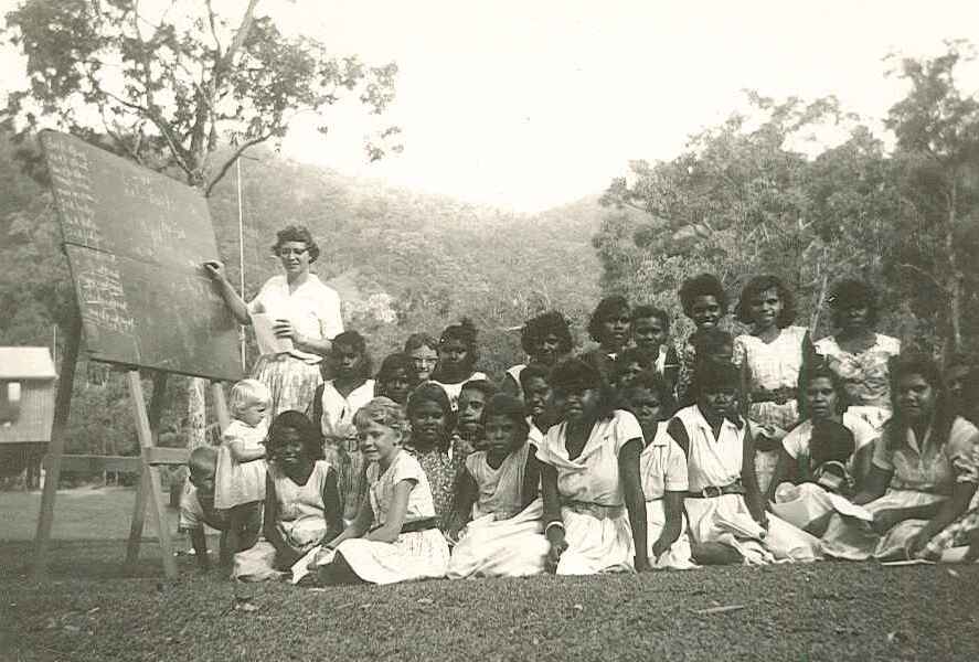 Ruth Hershberger and her class among the Kuku Yalanji tribe.