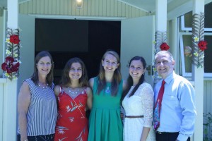 From left: Sheree, Desiree, Anne, Larissa and Zac Veron after a Christmas Day service on Lord Howe Island at which they made musical presentations.