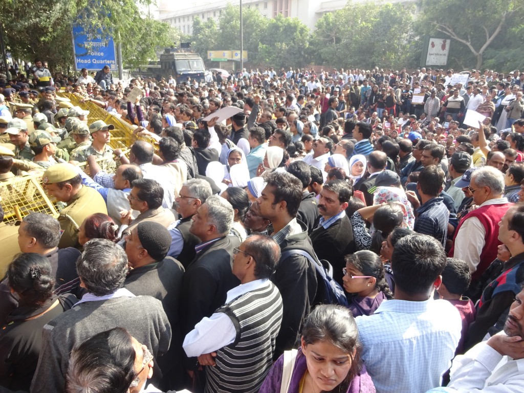 Christians protest a church attack in Delhi, India. Credit: Open Doors. 