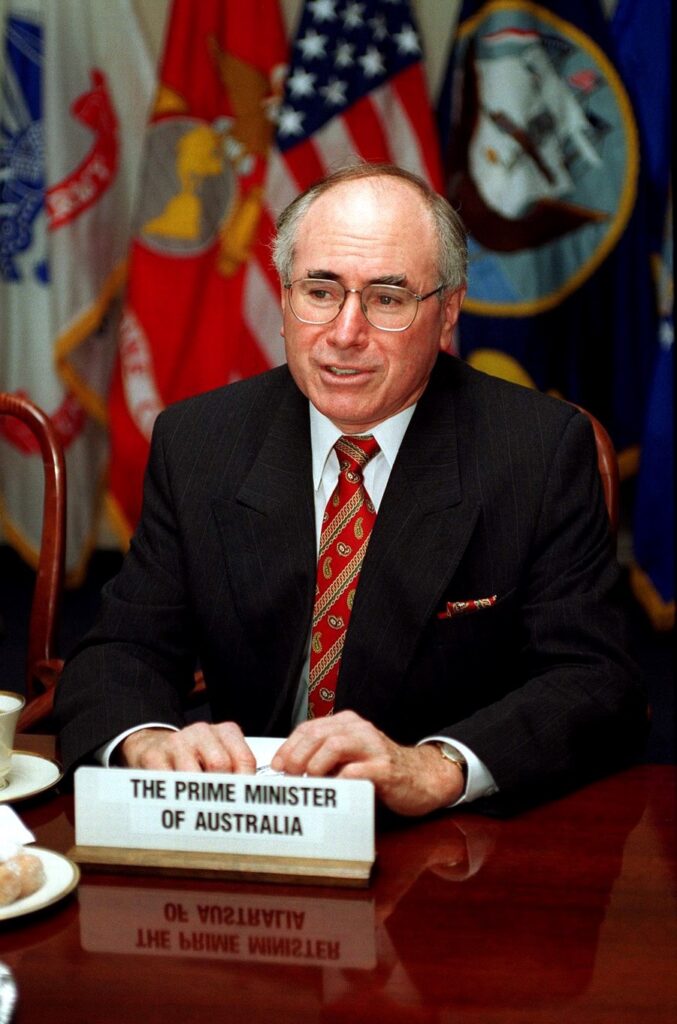 Prime Minister of Australia, the Honorable John Howard meets with Secretary of Defense William S. Cohen at the Pentagon on June 27, 1997.