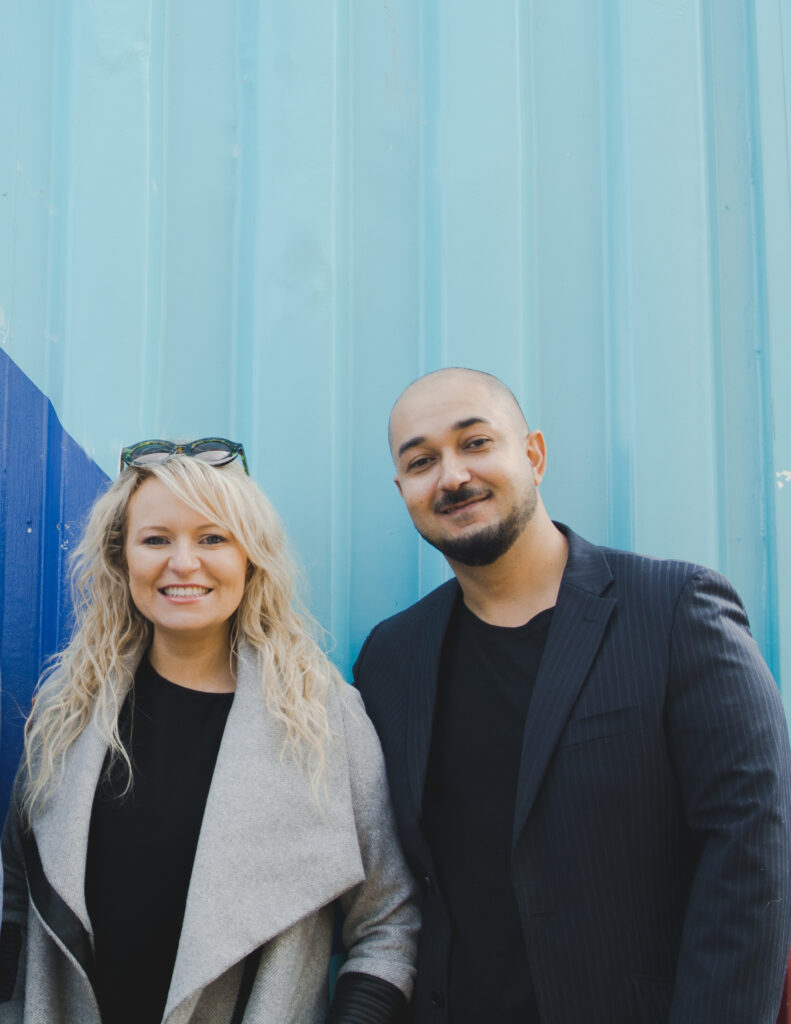 Arastoo Yazdani, right, with his wife Megan.