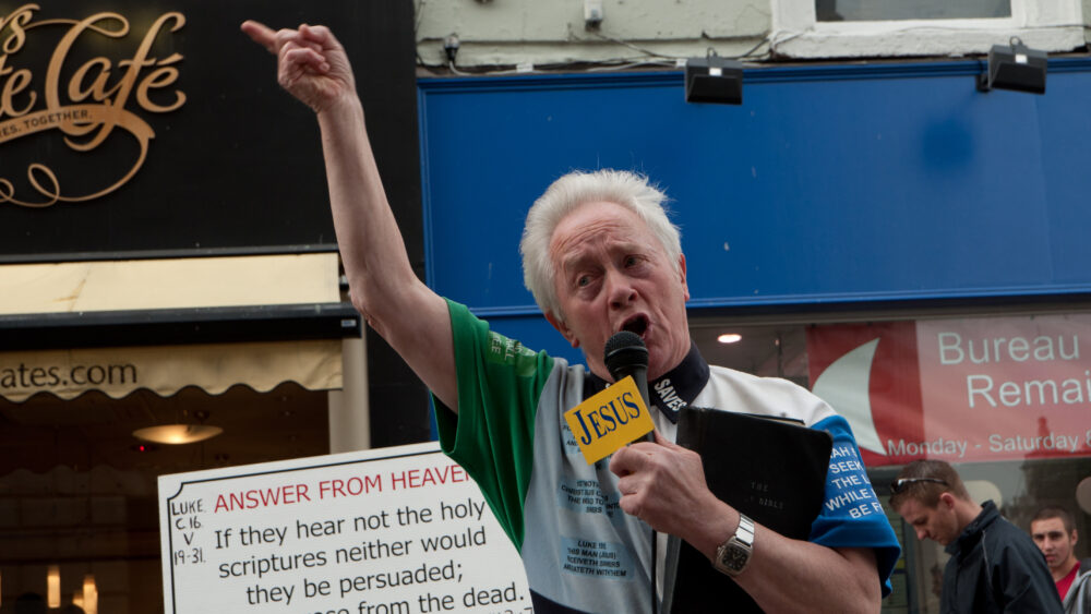 Street preacher in Dublin