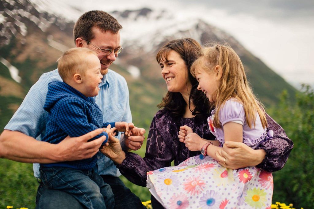 Elishaba Doerksen with husband Matt, and children Esther and Michael