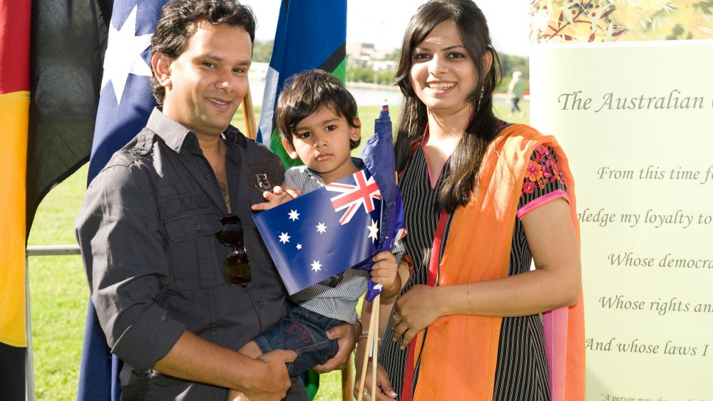 A family becomes Australian citizens in 2011