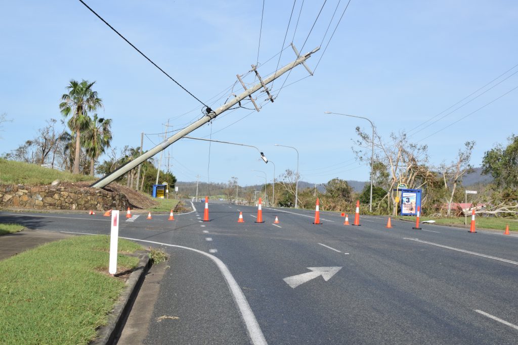 Cyclone Debbie brought down powerlines across the Whitsunday region