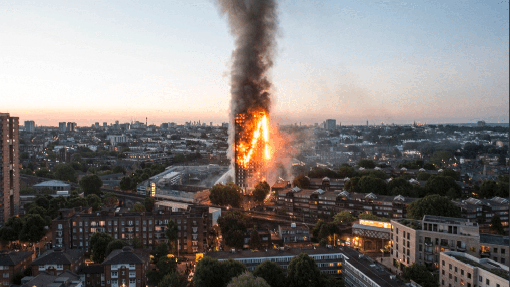 The London fire engulfed this building