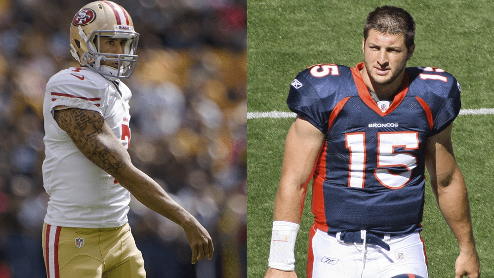 Colin Kaepernick (left), Tim Tebow (right)