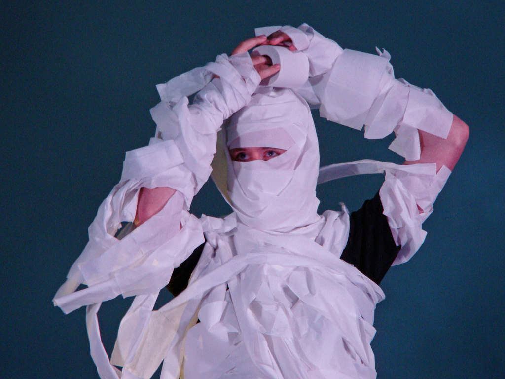 Wrap yourself in toilet paper to turn yourself into Lazarus!
