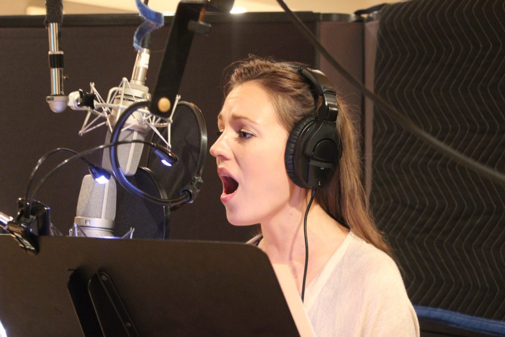 Laura Osnes at Downtown Music Studios recording Angels