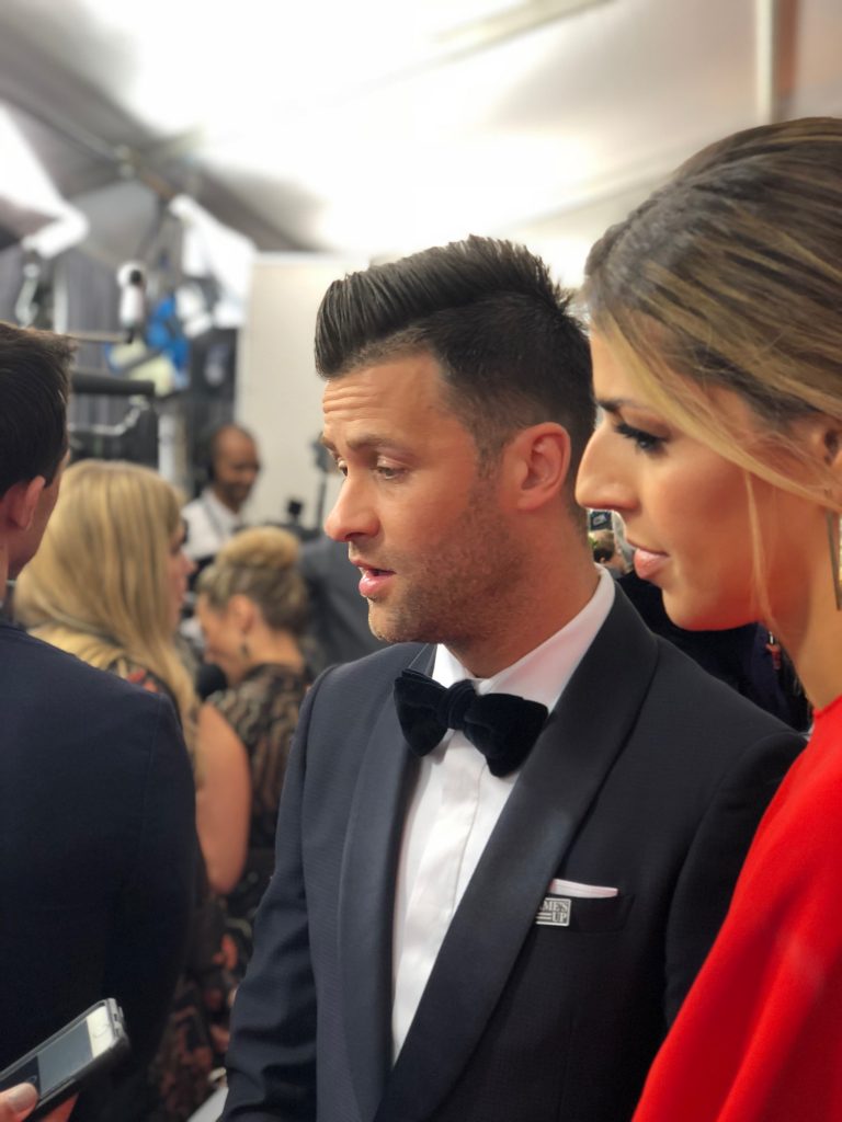 Brooke Ligertwood and Ben Fielding on the red carpet at the Grammy Awards.