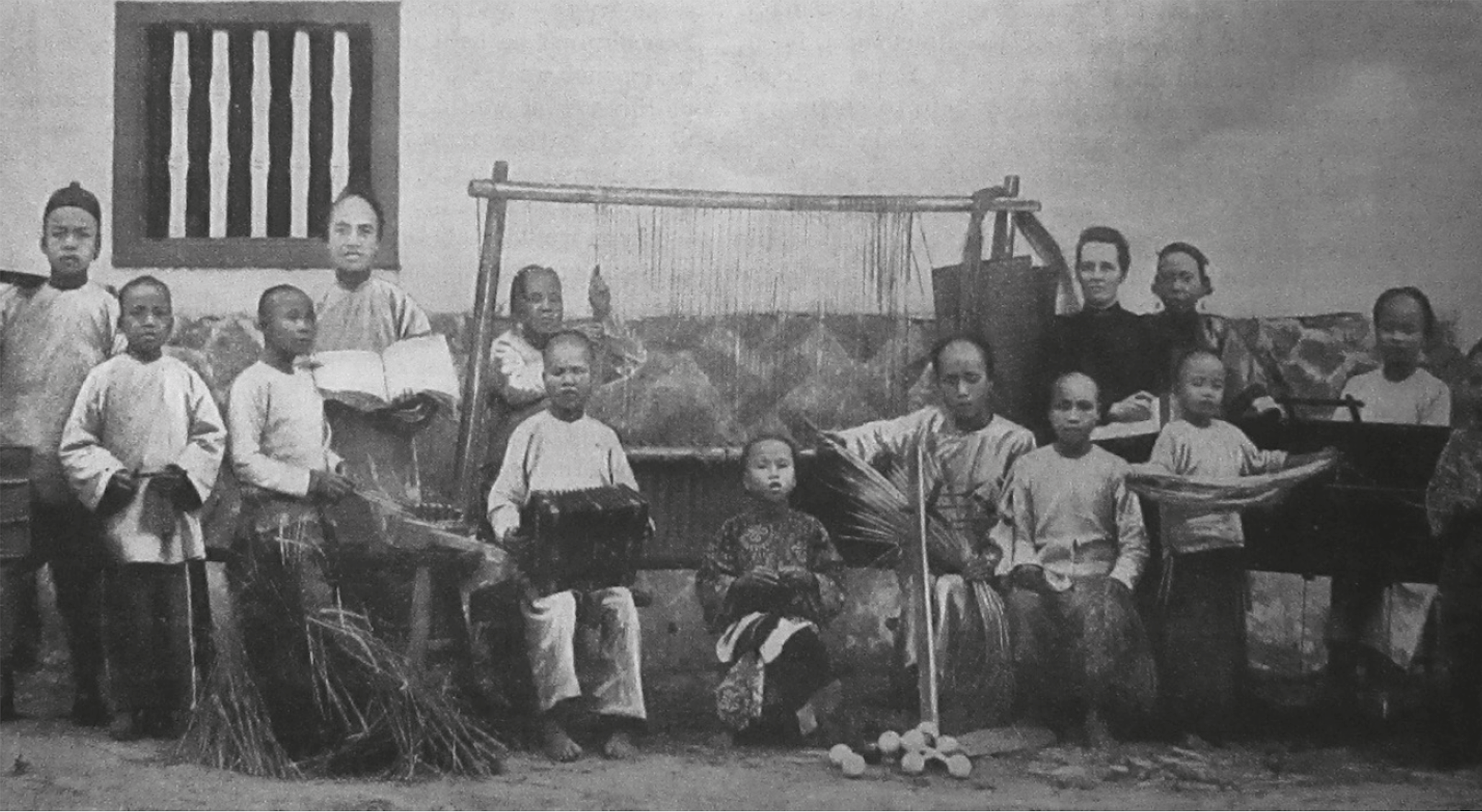Some early students at the Blind Boys School in Deng Doi, c.1899