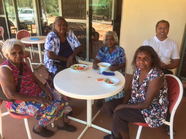 Students at the ITECA sacraments course in Alice Springs in February with Catholic Priest