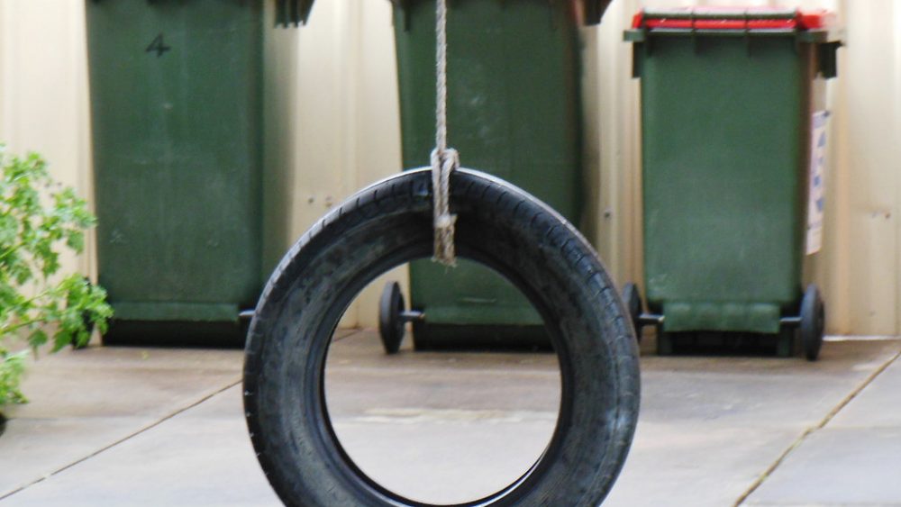 A school playground swing