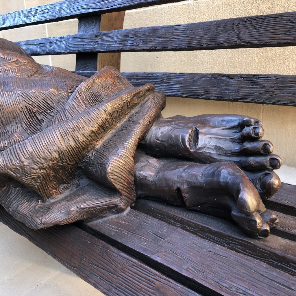 Homeless Jesus statue