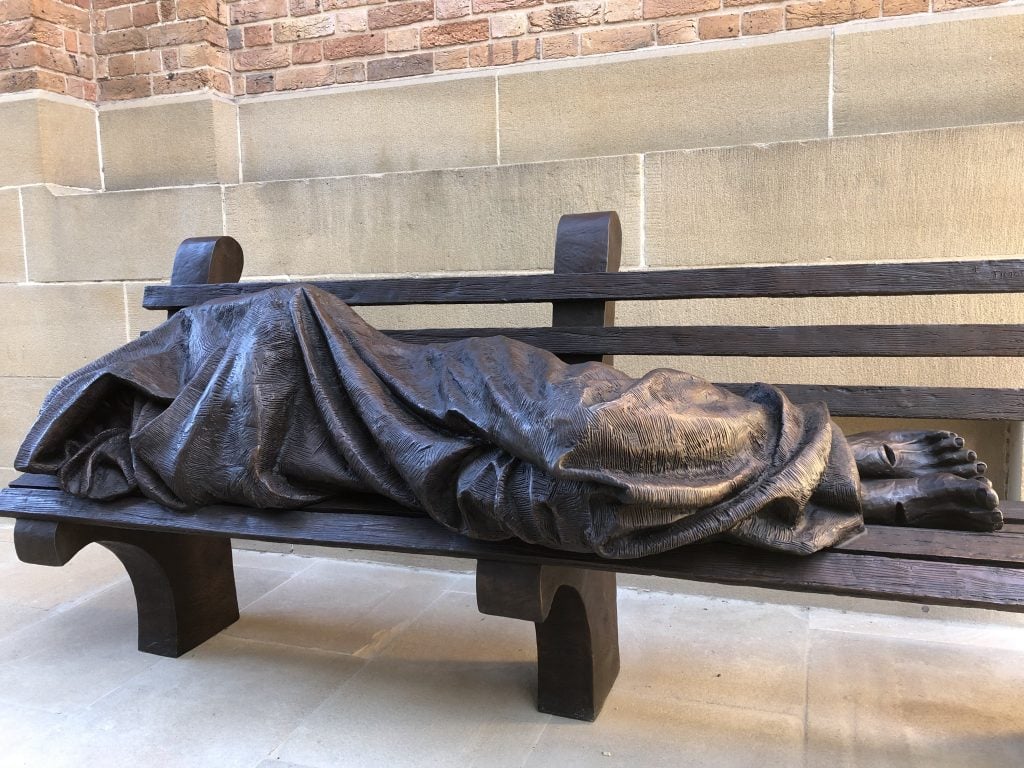 Homeless Jesus statue