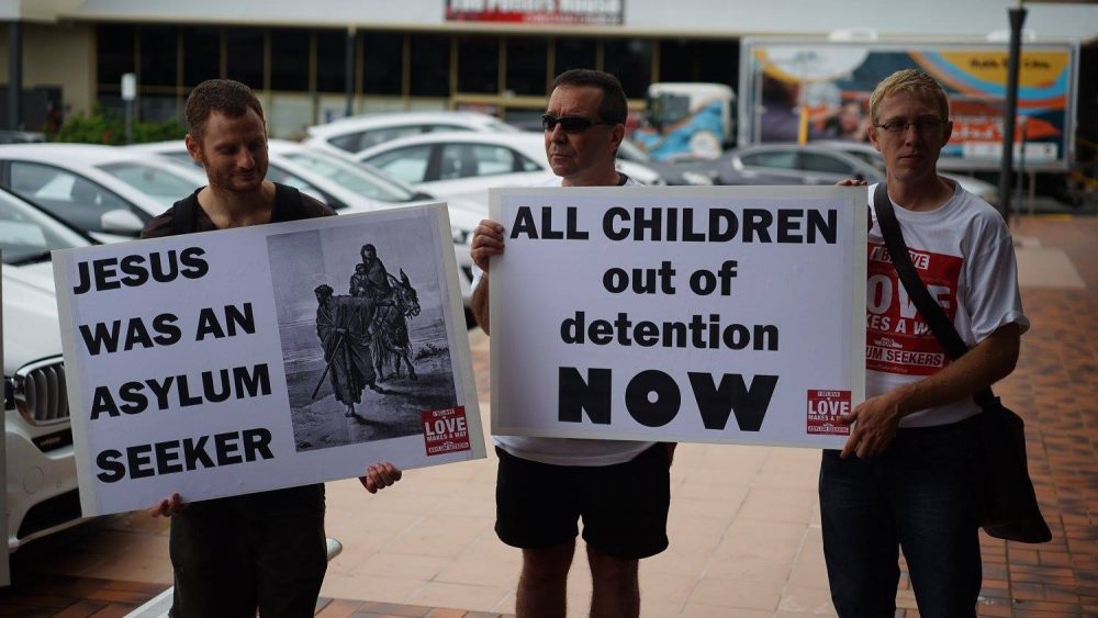 Christians protesting against refugee children in detention on Manus Island and Nauru, 2015.