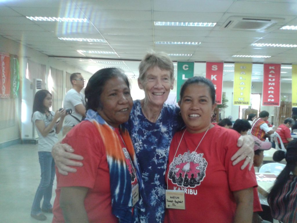 Patricia Fox with friends at a meeting of Indigenous peoples just before she left the Philippines. 