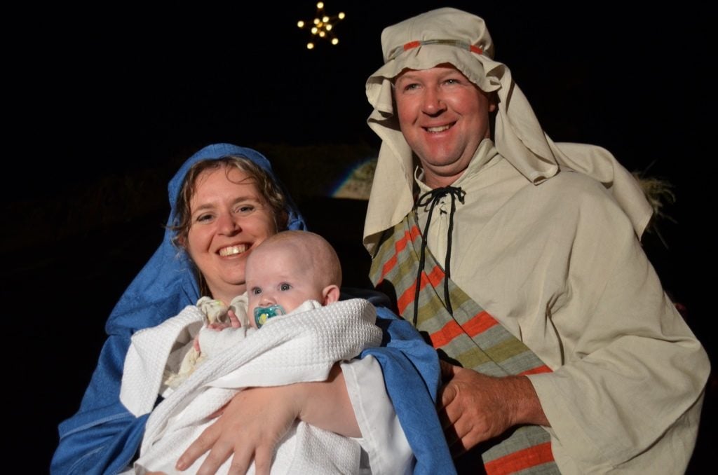 The play's Mary, Joseph and baby Jesus.