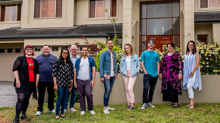 The cast of 'Christians Like Us'. Tiffany, Marty, Assumpta, Steve, Daniel, Steve, Hannah, Chris, Carol, Jo (L to R)
