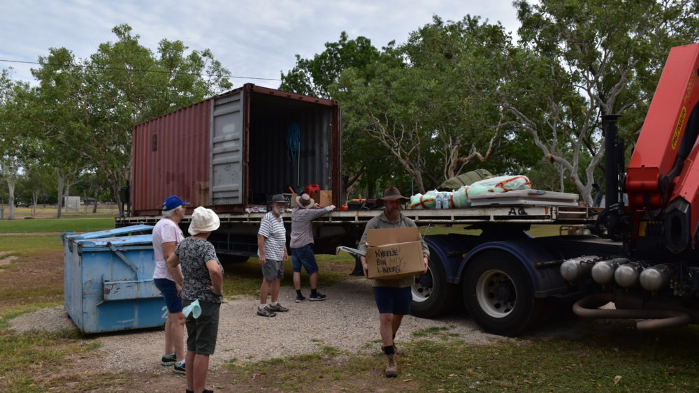 From Maitland to Katherine: unloading the truck at the Katherine Christian Convention.