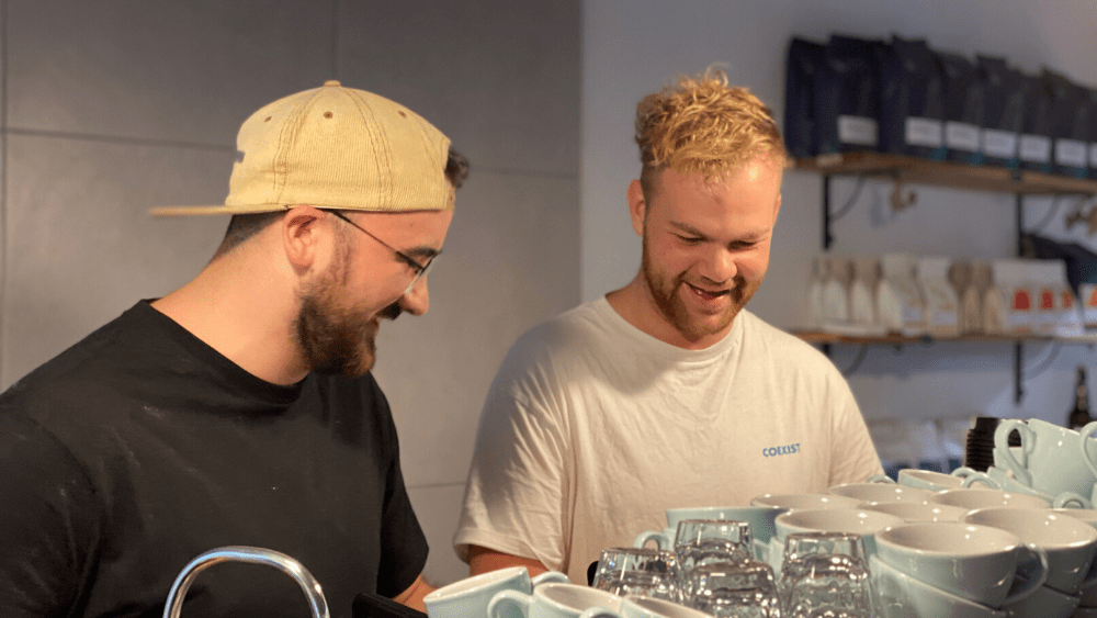 Rowan Van Heeswijk and Jake Burn in their cafe, Harvest