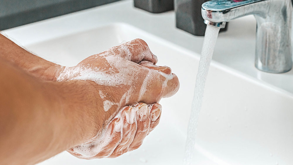 washing hands