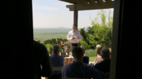 Luke Norsworthy conducts a socially distanced memorial service for his mom.