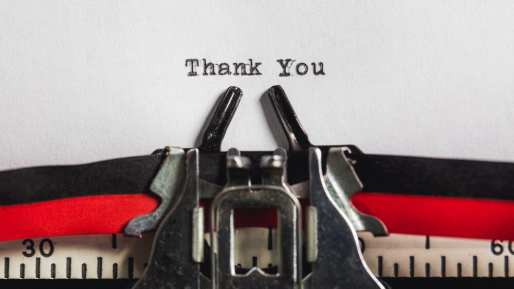 Thank you on typewriter