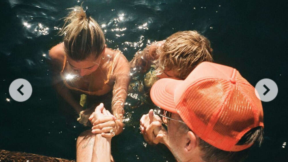 A photo posted by Justin Bieber of he and wife Hailey's baptism