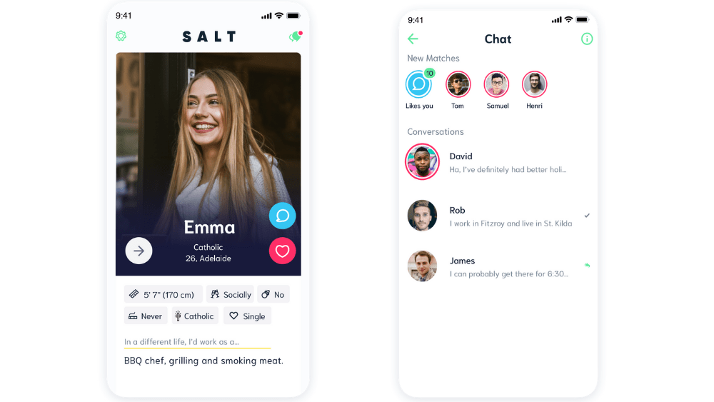 Salt Christian dating app screenshots