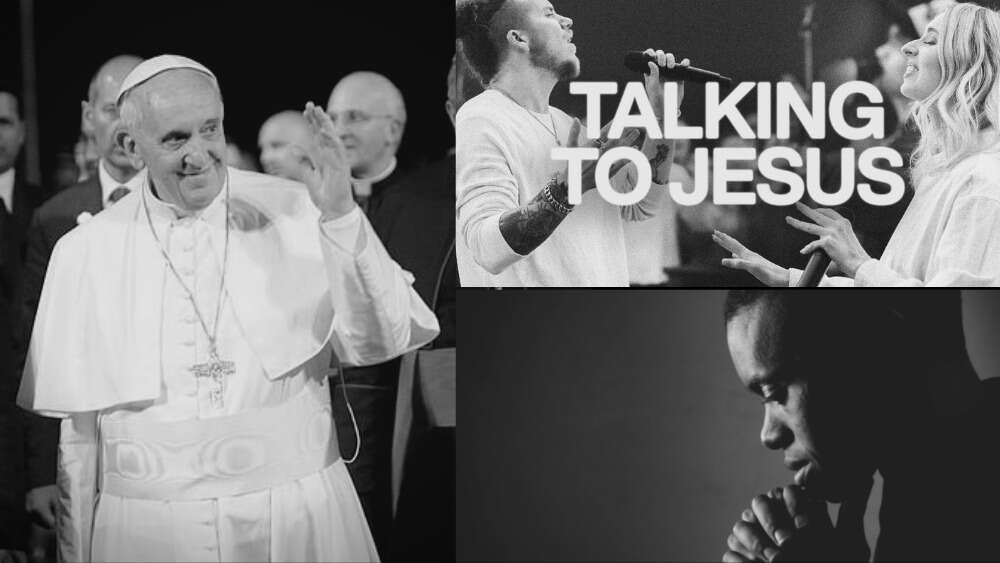 Image of Pope Francis by Tania Rego / Agência Brasil; Image of Elevation Worship / Maverick City Church from official YouTube lyric video.