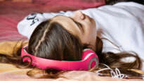 Young female headphones