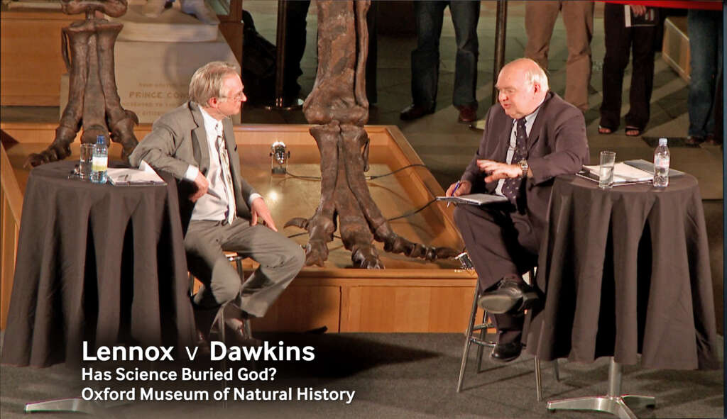 John Lennox (right) debates with atheist scientist Richard Dawkins in 2007