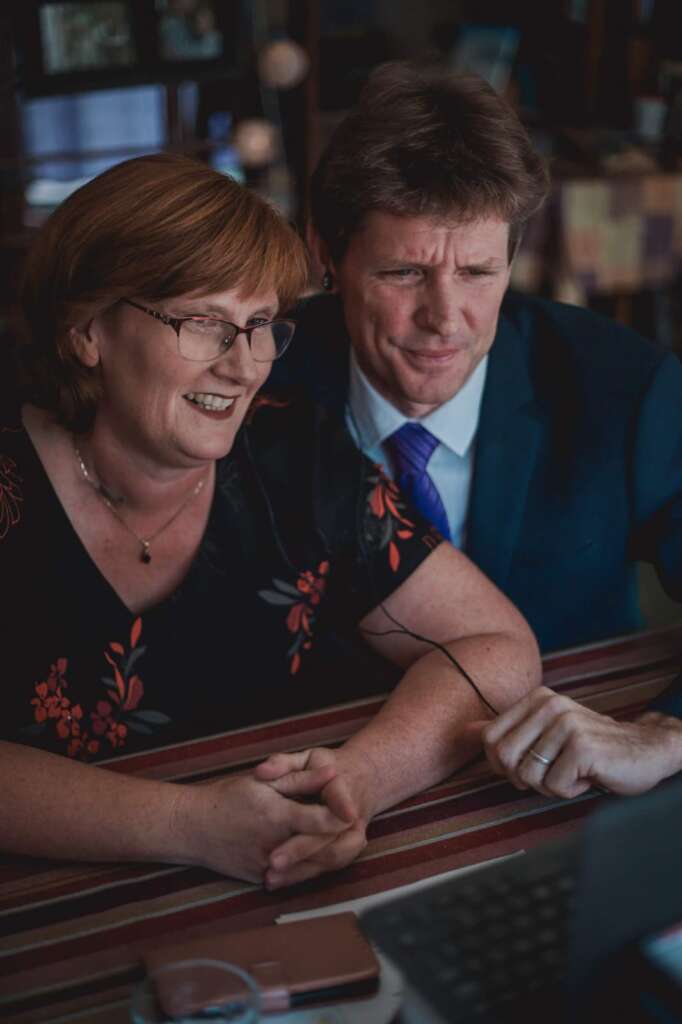 Julie and Martin Field on one of their many Zoom meetings