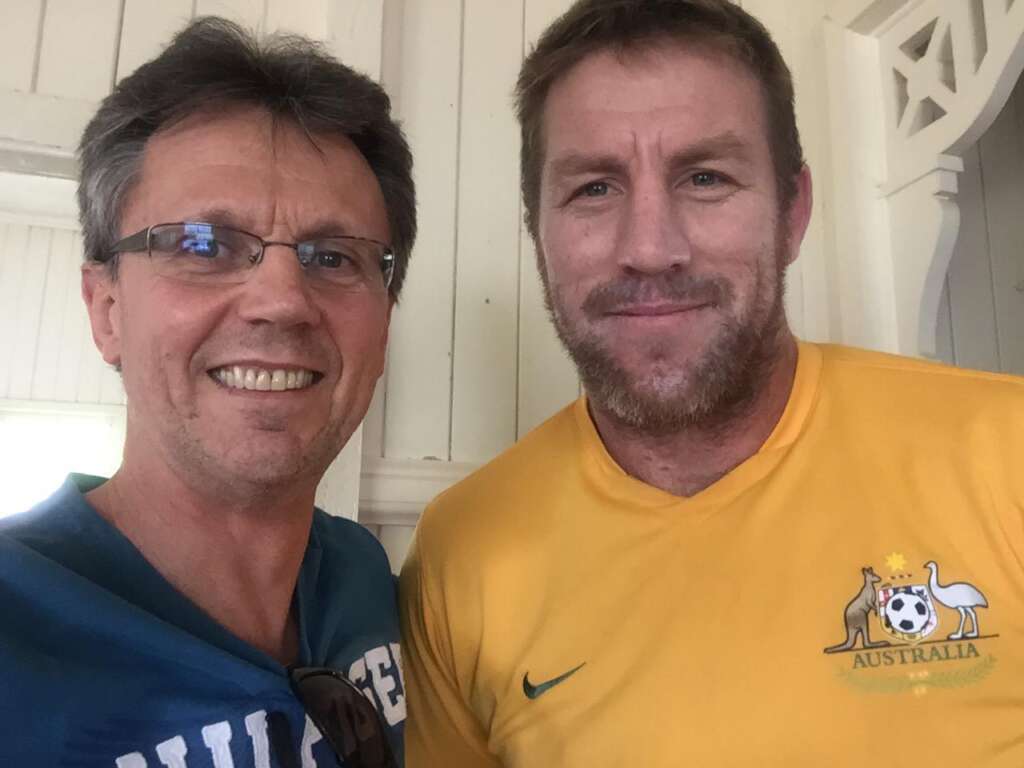 Bill Hunter with former Brisbane Broncos player brad Thorn