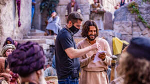 Dallas Jenkins and Jonathan Roumie on the set of the Chosen for Season 2.