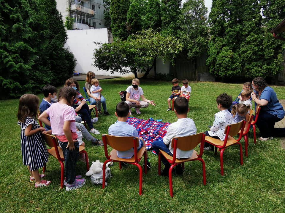 Outdoor COVID-safe Sunday school at Jennifer's local church