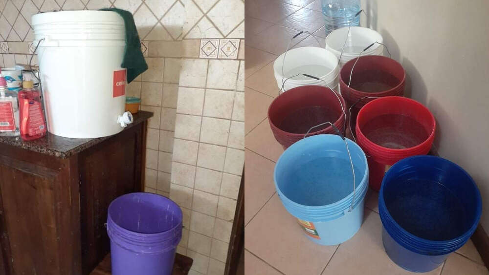 Buckets of water