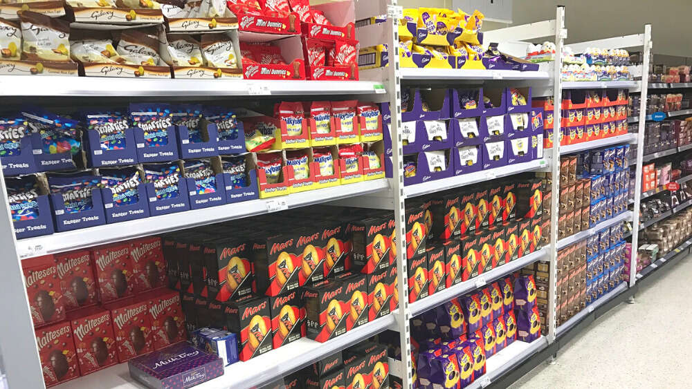 Easter eggs on supermarket shelves. Image: Hazel Nicholson / Flickr