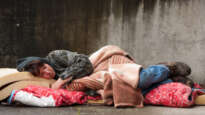 Woman sleeping on the street