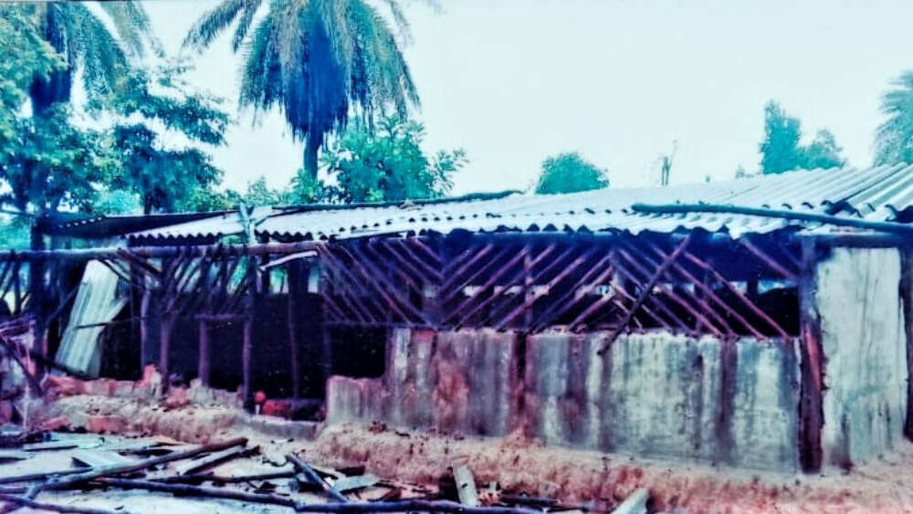 Church building of Pastor Hidma Sodi damaged in Bhelwapal villagel, Chhattisgarh state, India in 2017. (Morning Star News)