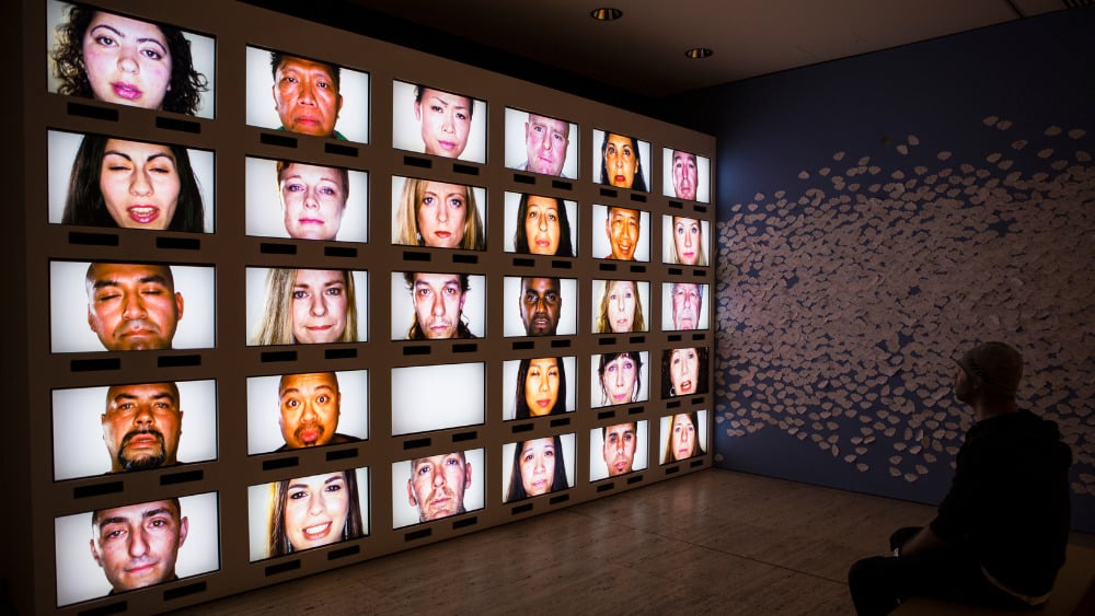 'We All Need Forgiveness' by Bindi Cole Chocka, 2014. A multi-channel HD video installation, colour, sound