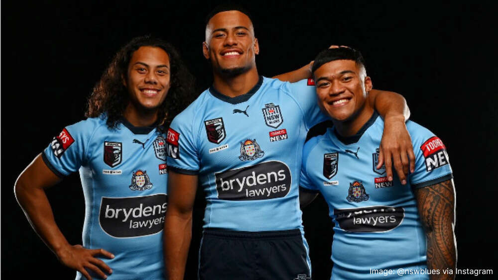 Blues players Jarome Luai, Steohen Crichton and Brian To'o