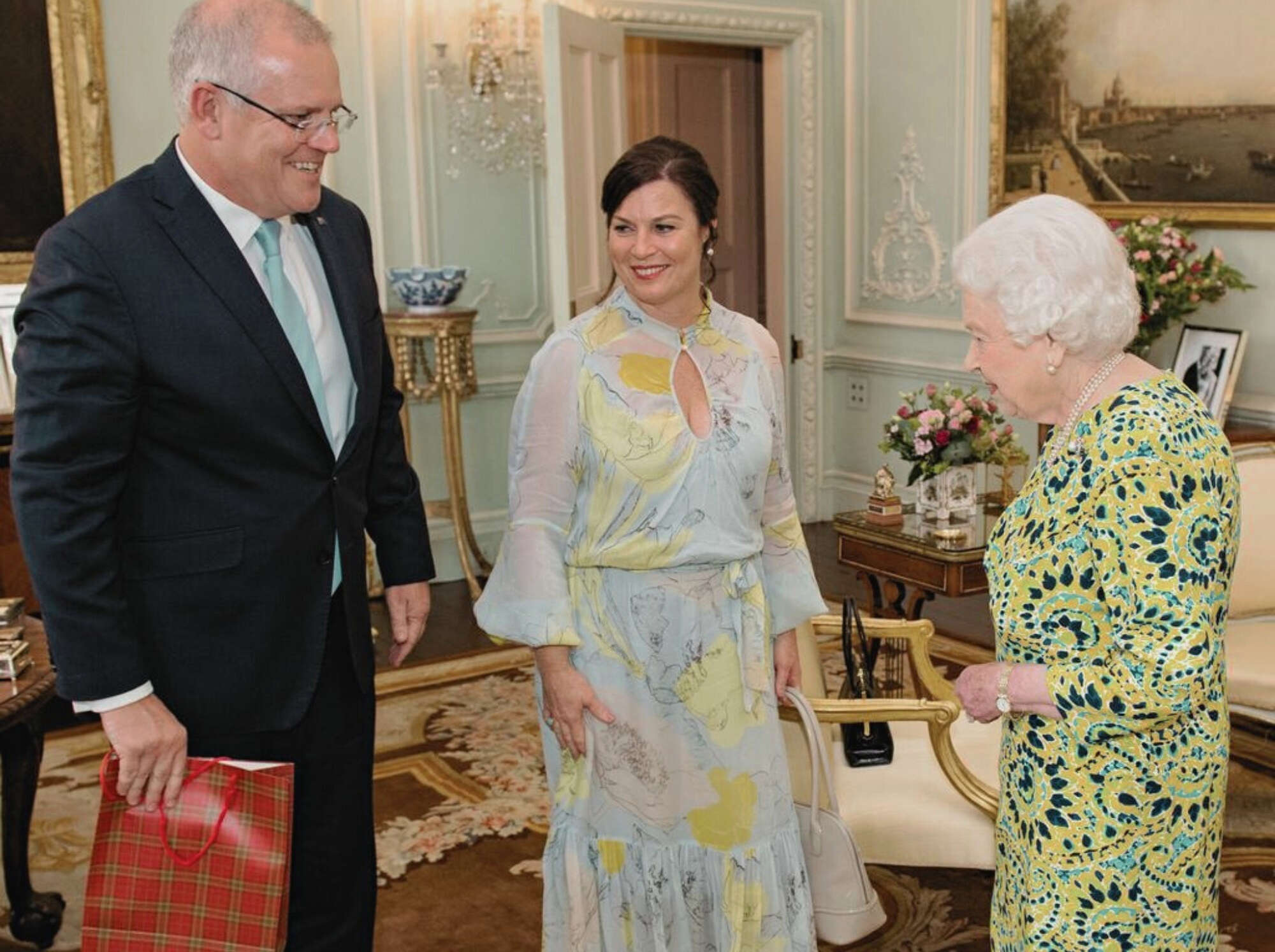 Scott and Jenny Morrison with Queen Elizabeth II
